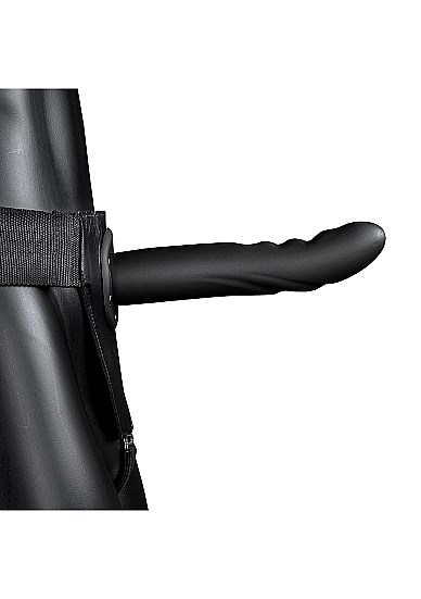 Textured Curved Hollow Strap-on 20 cm - Sort