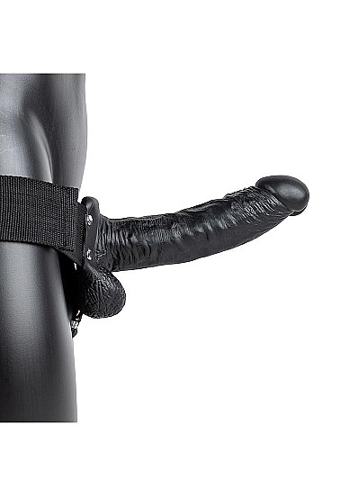 Hollow Strap-on with Balls 18 cm - Sort