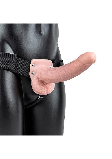 Hollow Strap-on with Balls 23 cm - Hvid