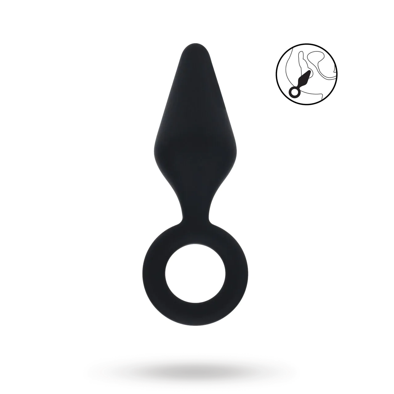 Silicone Anal Plug with Loop - M - Black