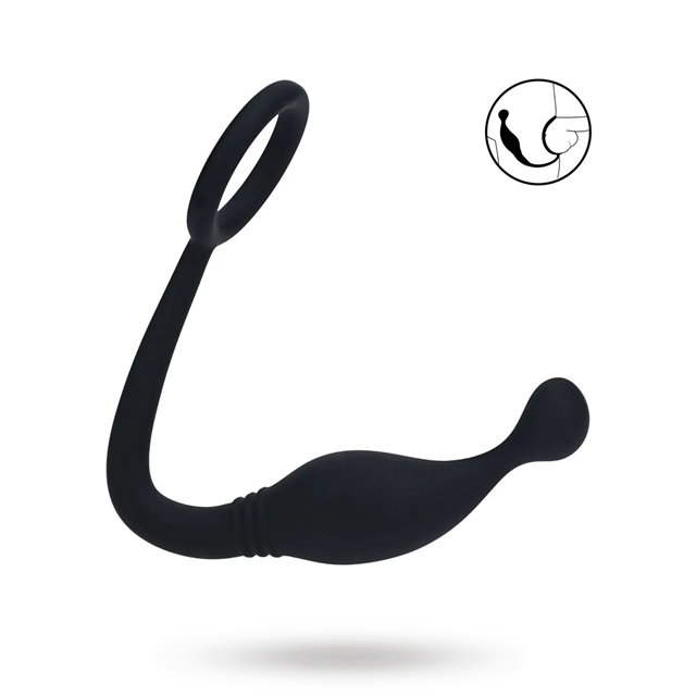 Silicone Cockring with Prostate Stimulator - M - Black