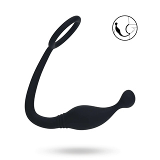 Silicone Cockring With Prostate Stimulator - S - Black