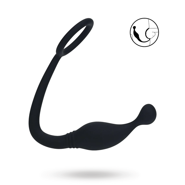 Silicone Cockring with Prostate Stimulator - S - Black