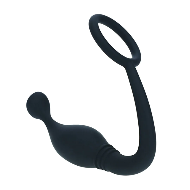 Silicone Cockring with Prostate Stimulator - S - Black