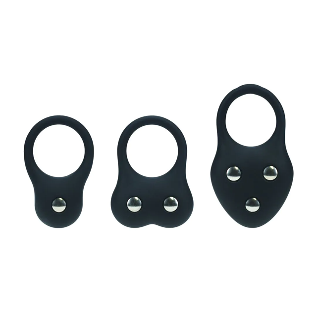 Silicone Training Cockring Set of 3 - S/M/L - Black