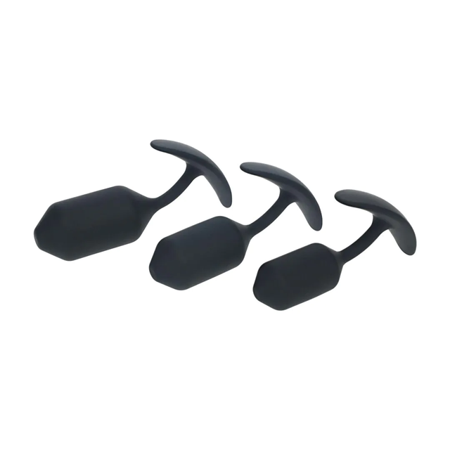 Silicone Weighted Anal Plug Training Set of 3 - Black