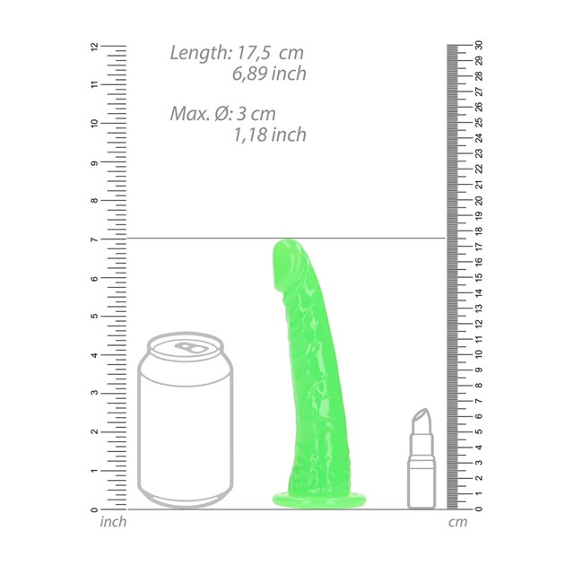 Slim Realistic Dildo with Suction Cup - Glow in the Dark 15,5 cm