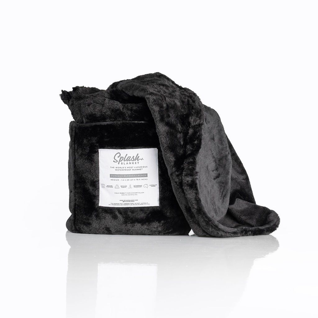 Splash Blanket Furlush Black On Black Large - Diskret levering