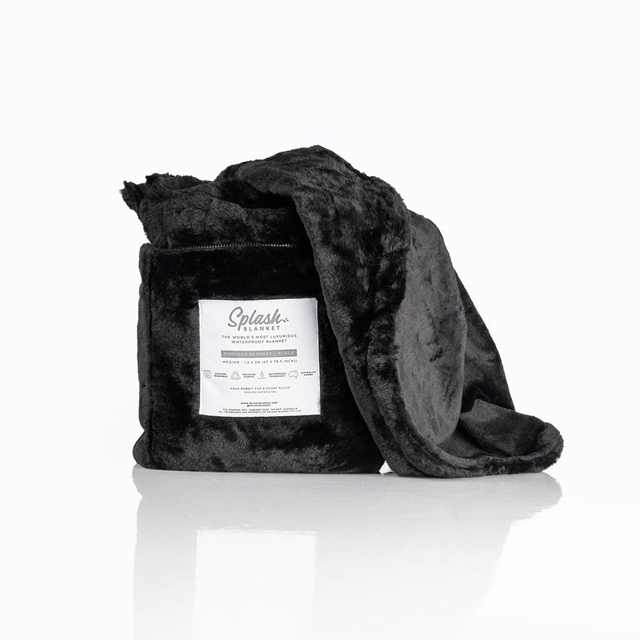 Splash Blanket Furlush Black On Black Large