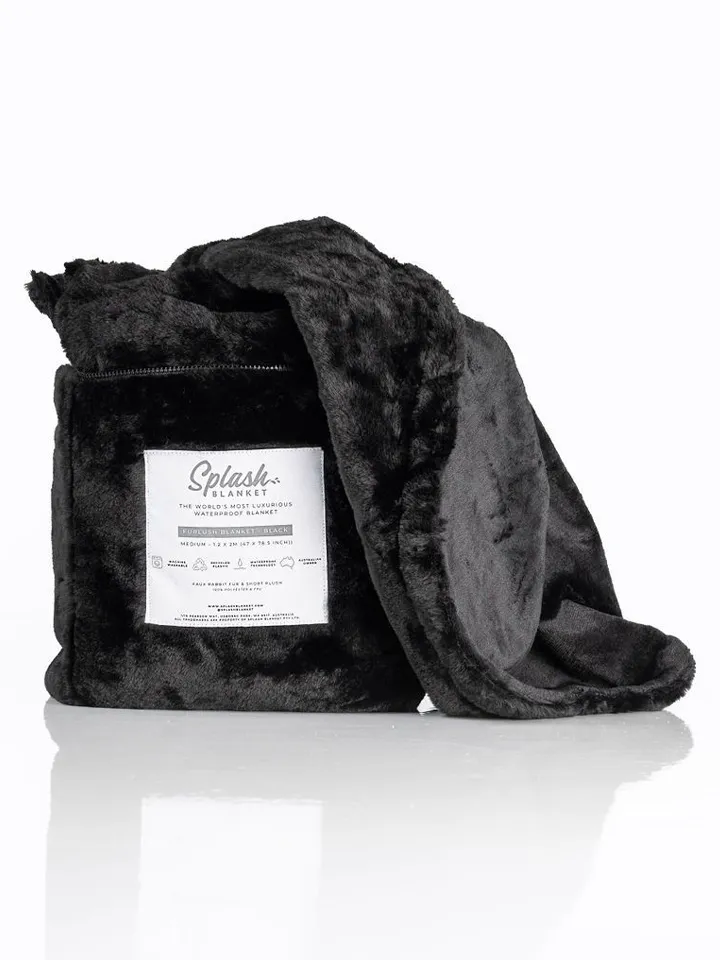 Splash Blanket Furlush Black On Black Medium