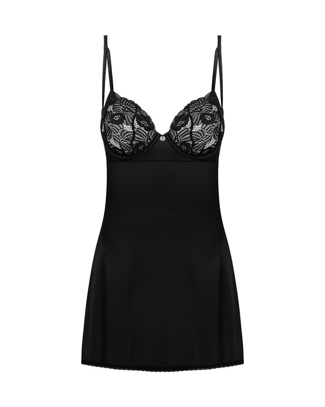 SERENA LOVE - SORT CHEMISE OG G-STRENG