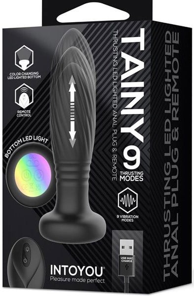 Tainy Thrusting Led Lighted Anal Plug med Fjernbetjening