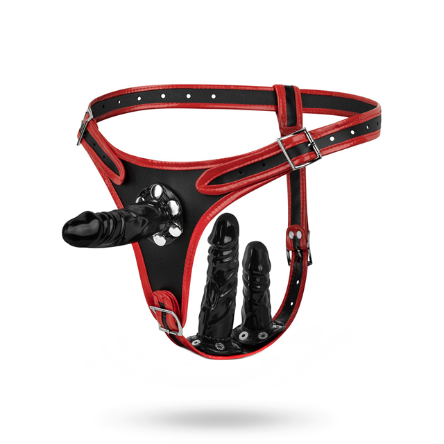 Triple Dildo Strap-On Harness