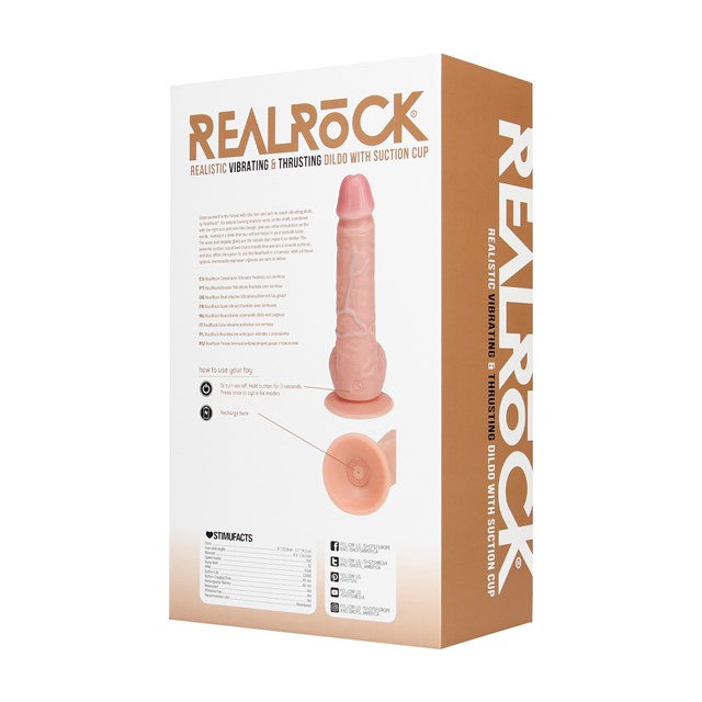 Vibrating and Thrusting Straight Cock with Balls 20.5 cm - Flesh