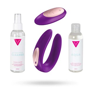 Kit Med Satisfyer Partner Plus Inkl. Fjernbetjening, Glidecreme & Toy Cleaner 2x150 Ml