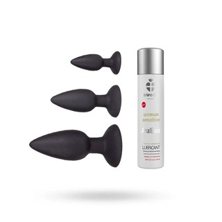 Sustainable Pleasure Silicone Buttplug Trainer Kit
& Swede Sensitive Analease Glidecreme 120 Ml