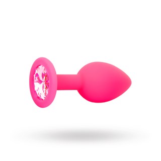 Lille Silikone Plug Med Smuk Sten - Pink