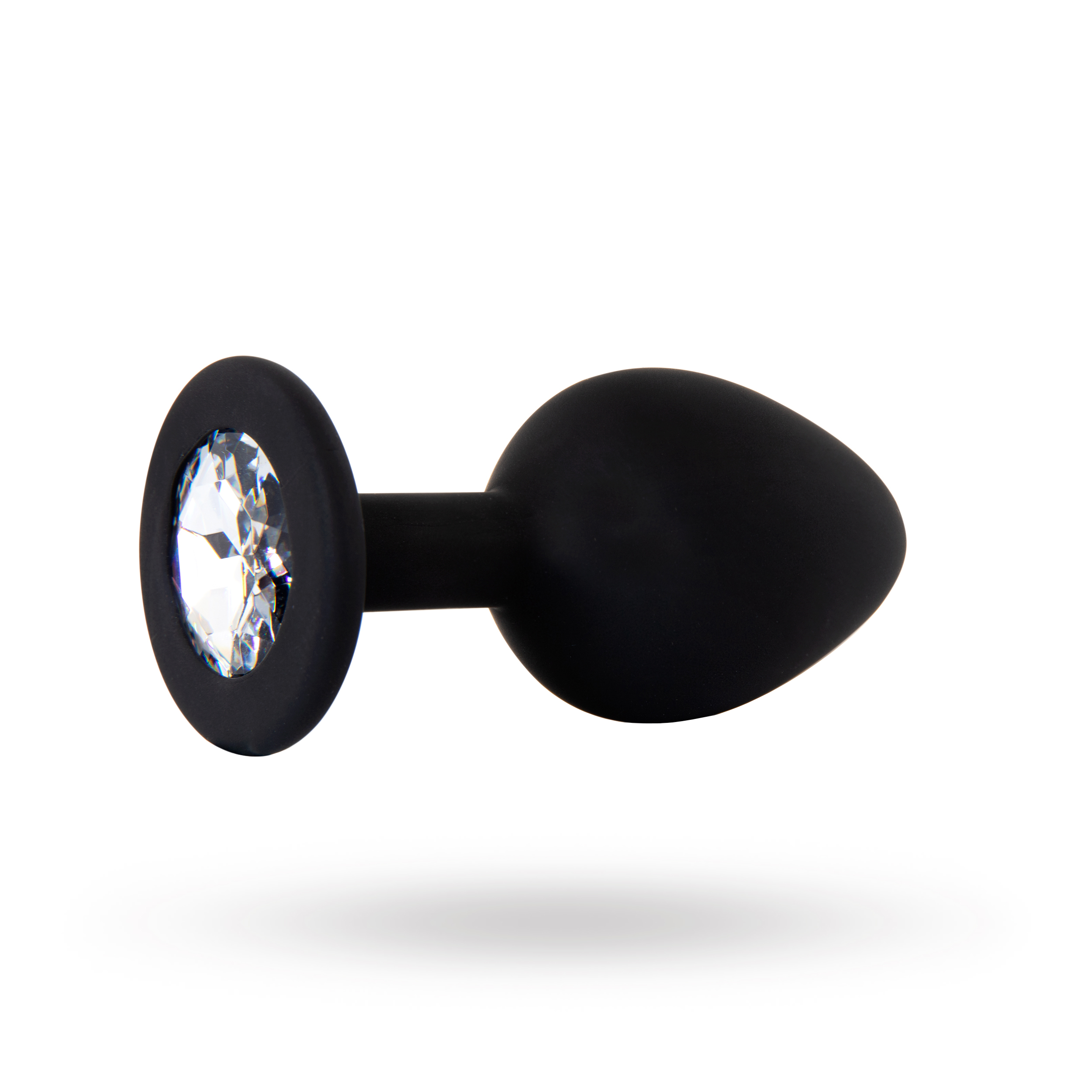 Medium Silikone Plug Med Smuk Sten - Sort/Transparent