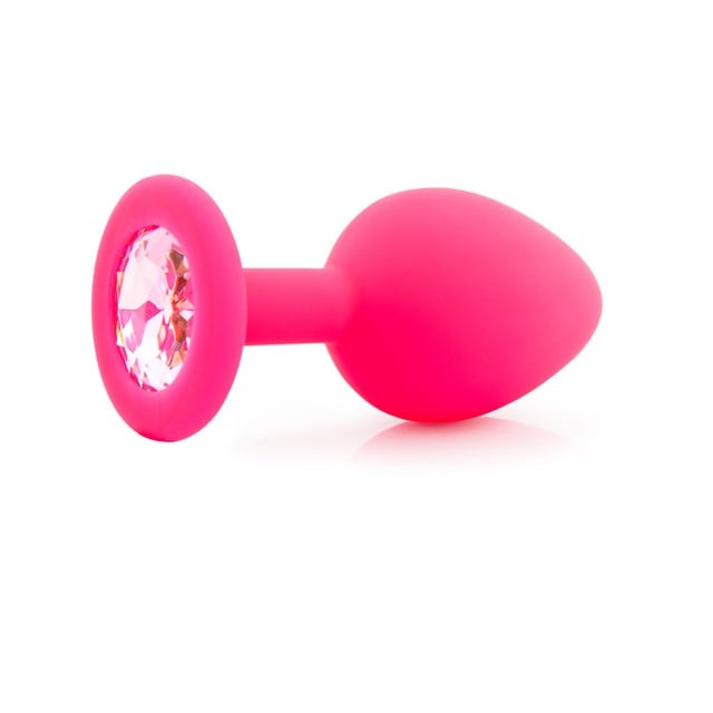 Medium Silikone Plug Med Smuk Sten - Pink