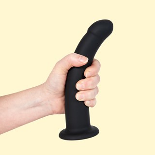 Black Silicone Semi Realistic Dildo - Large