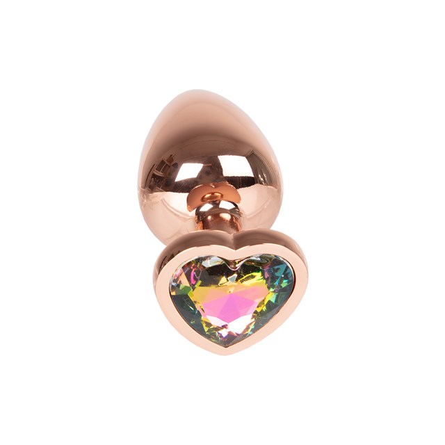 Metal Heart Plug Gold Rose - Large 8 cm