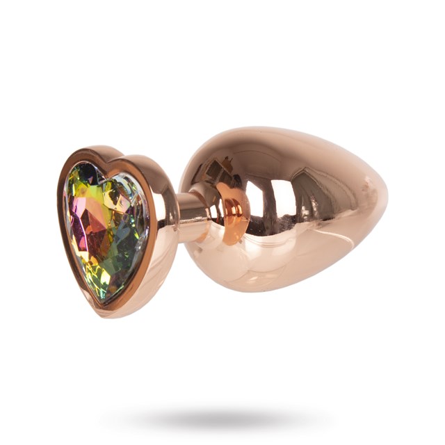 Metal Heart Plug Gold Rose - Large 8 cm