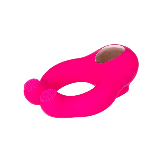 Remote-controlled Vibrating Licking Cock Ring - Pink