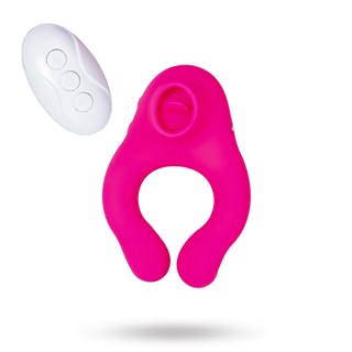 Remote-controlled Vibrating Licking Cock Ring - Pink