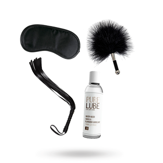 Kit Med Øjenmaske, Flogger, Glidecreme & Tickler