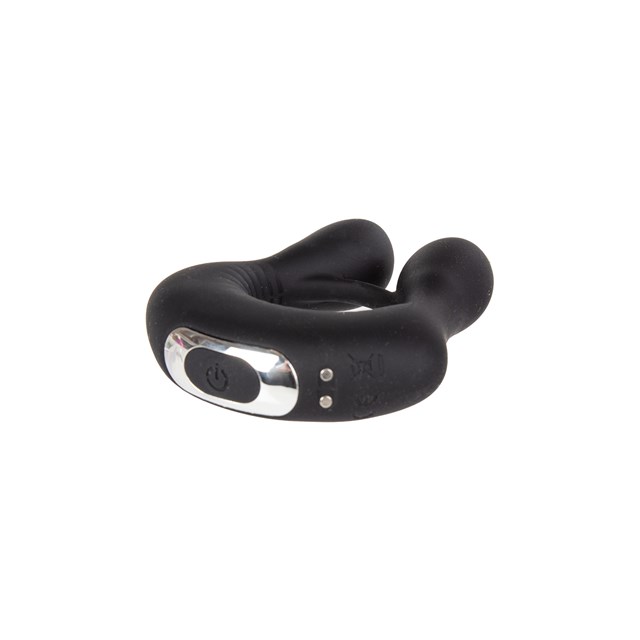 Dual Vibrating Rabbit Cock Ring with Wireless Remote - Black