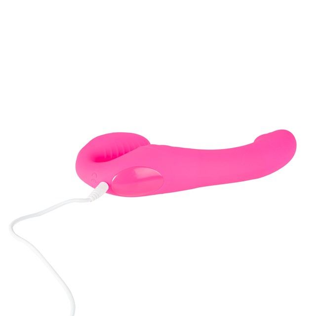 Triple Vibration Strap-On Vibrator Wireless Remote - Pink