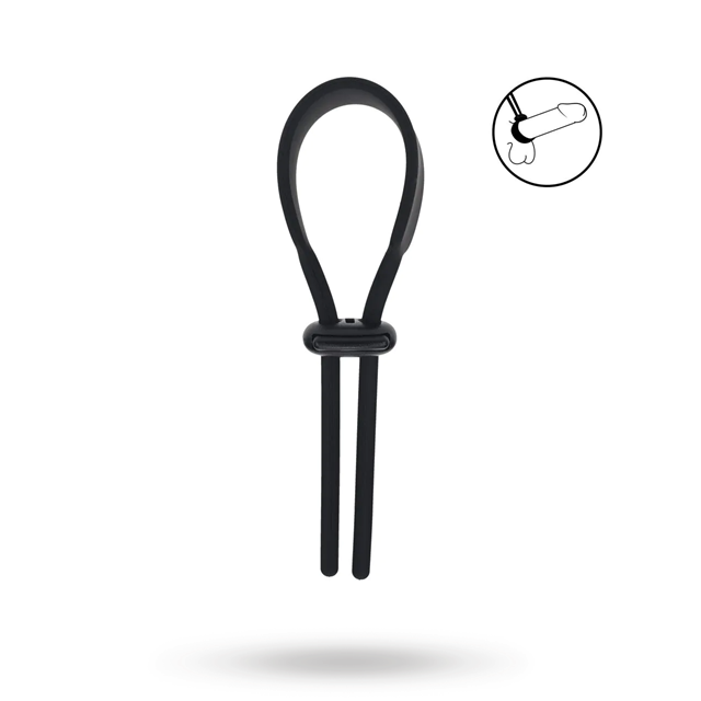 Wide Adjustable Silicone Lasso Cockring - 5mm - Black