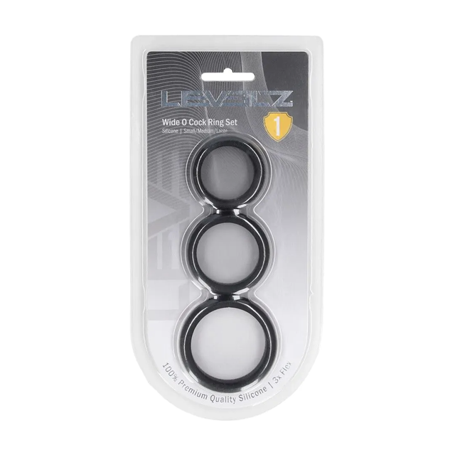 Wide O Silicone Cockring Set of 3 - S/M/L - Black