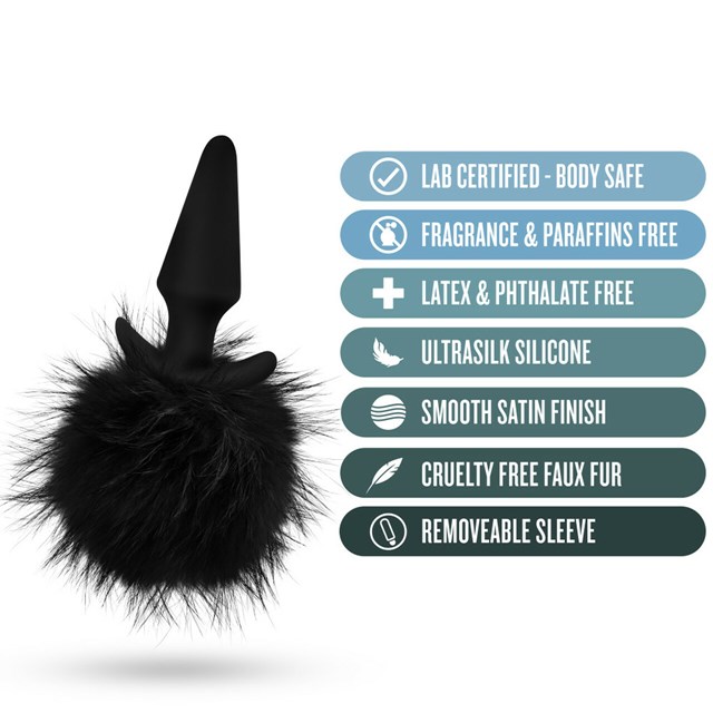 Anal Adventures Platinum - Rabbit Tail Plug - Sort