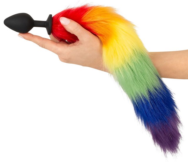Fluffy Tail Butt Plug Rainbow
