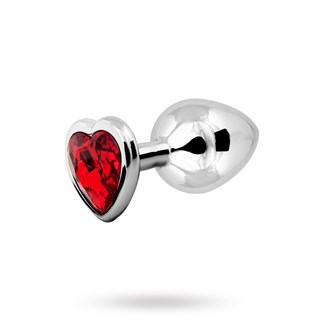 Loving Heart Medium Plug - Silver/red