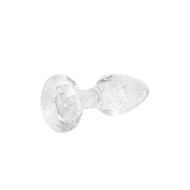 Gennemsigtig Analplug Med Glitter - 8 cm