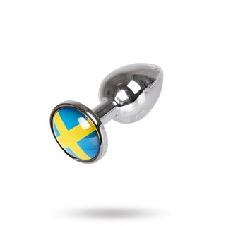 Anal Plug Med Sverige Flag - Medium 7cm