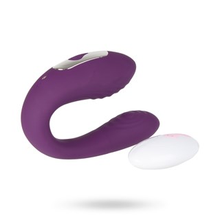 Rechargeable Couples Vibrator With Wireless Remote - Purple